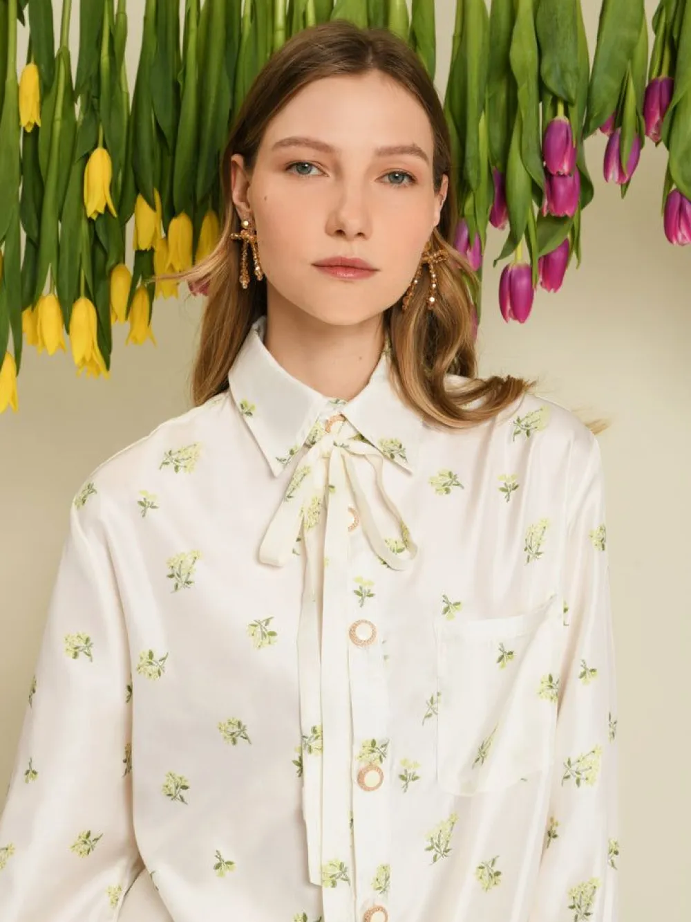 Clearance Ditsy Pick Shirt - Pearled Ivory Blouses