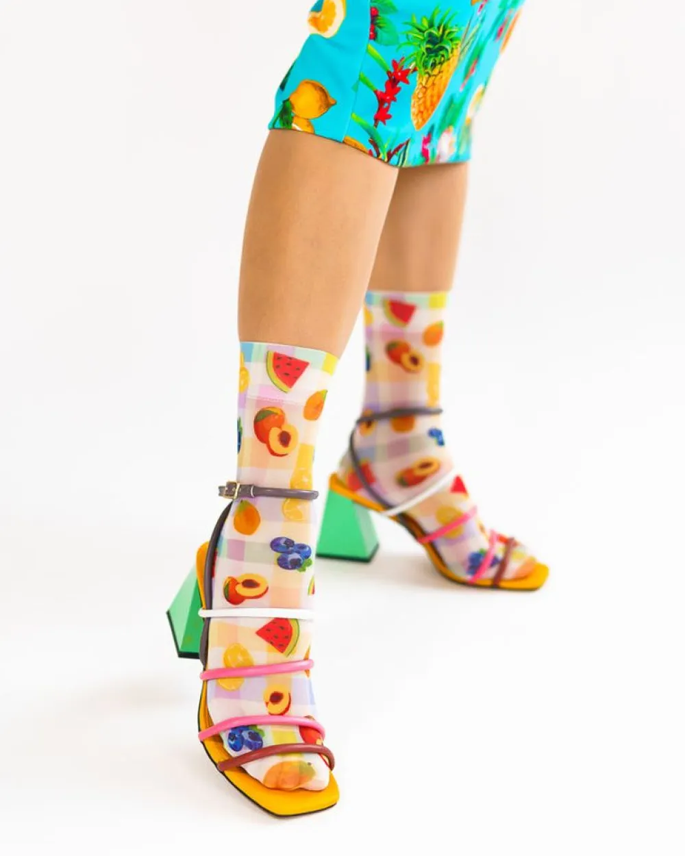 Flash Sale Gingham Fruits Ankle Sock Socks And Tights