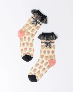 Best Sale Repeat Floral Ruffle Sheer Crew Sock Socks And Tights
