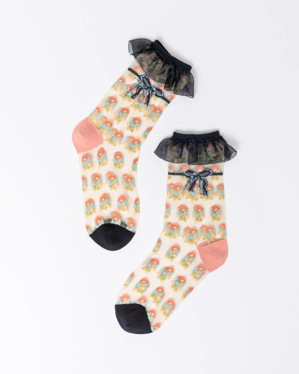 Best Sale Repeat Floral Ruffle Sheer Crew Sock Socks And Tights