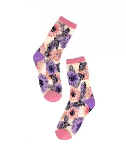 Best Sunflower Butterfly Sheer Crew Sock Socks And Tights