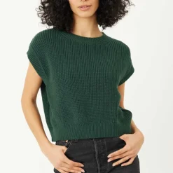 New Reese Green Cropped Vest Sweaters