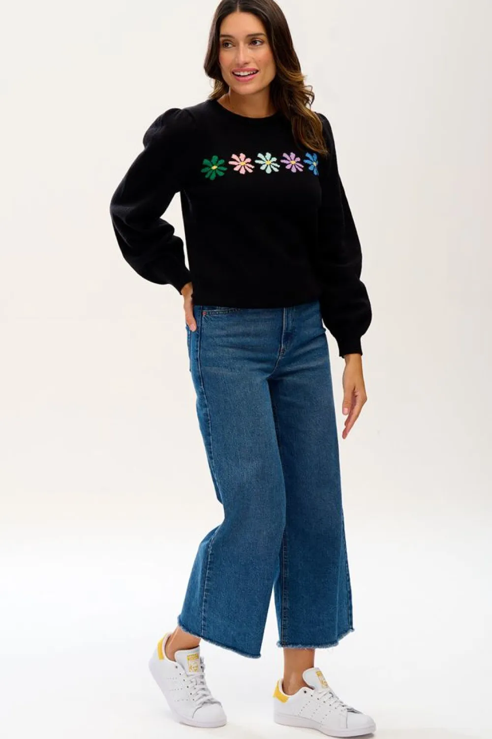 Fashion Andrea Rainbow Daisies Jumper Sweaters