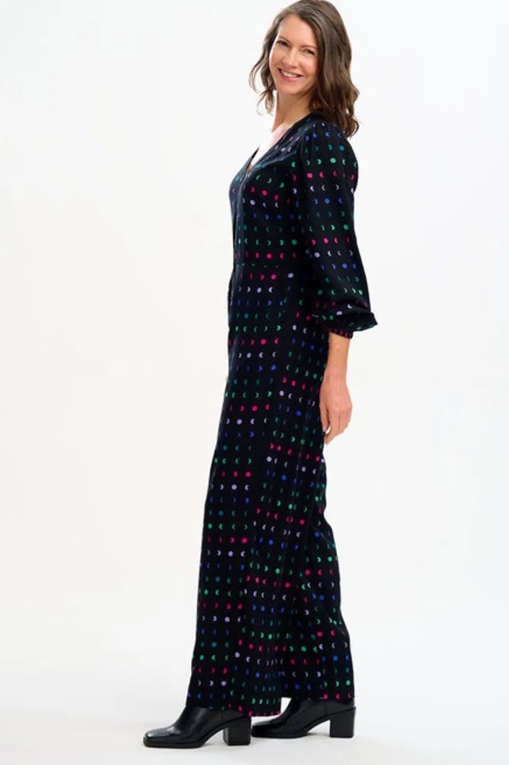 Hot Angie Jumpsuit - Black, Moon Phases Jumpsuit