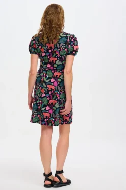 Outlet Annette V-Neck Jersey Dress - Black, Tigers & Toucans Mini