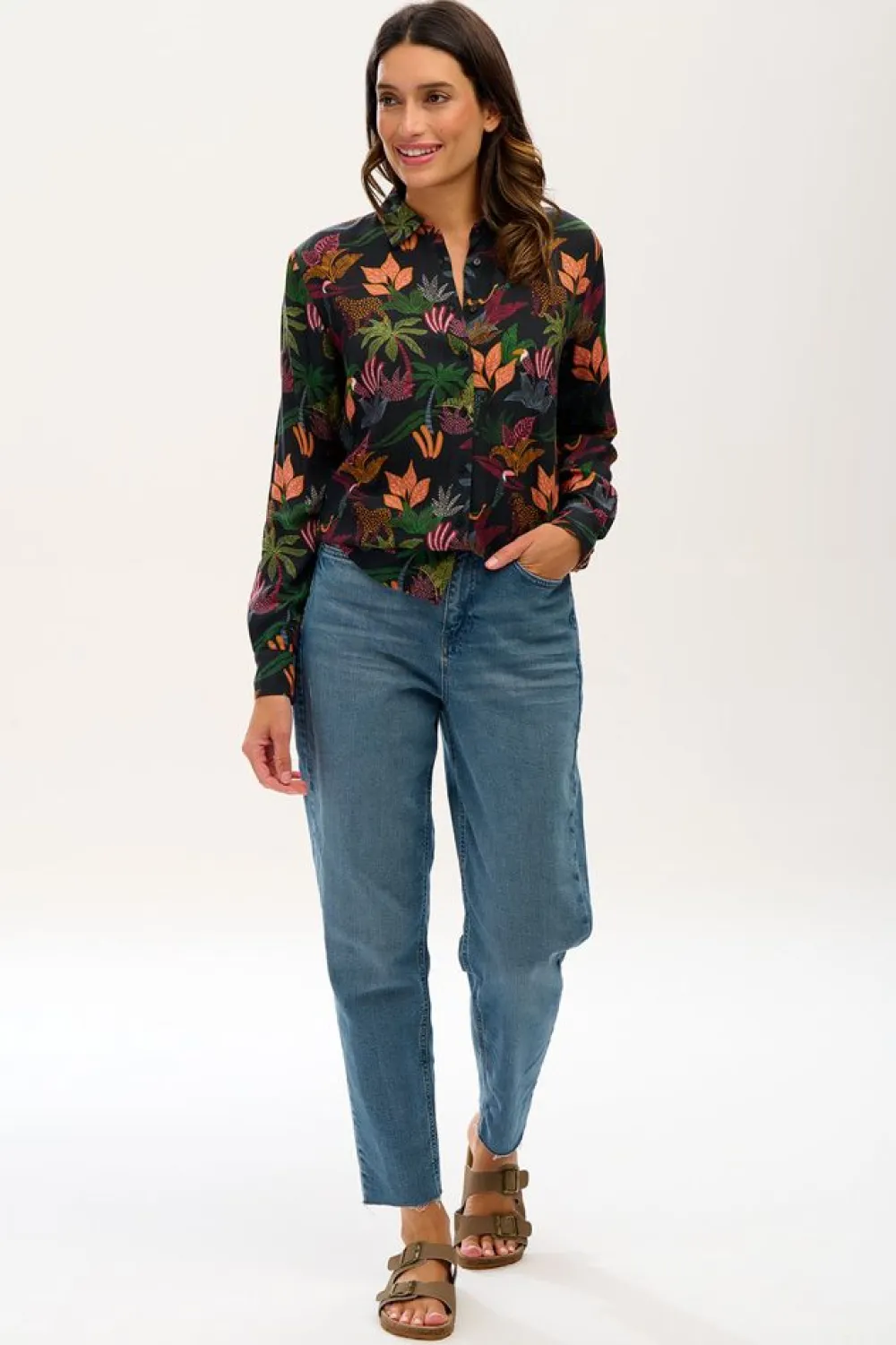 Clearance Joy Shirt Jungle Life Blouses