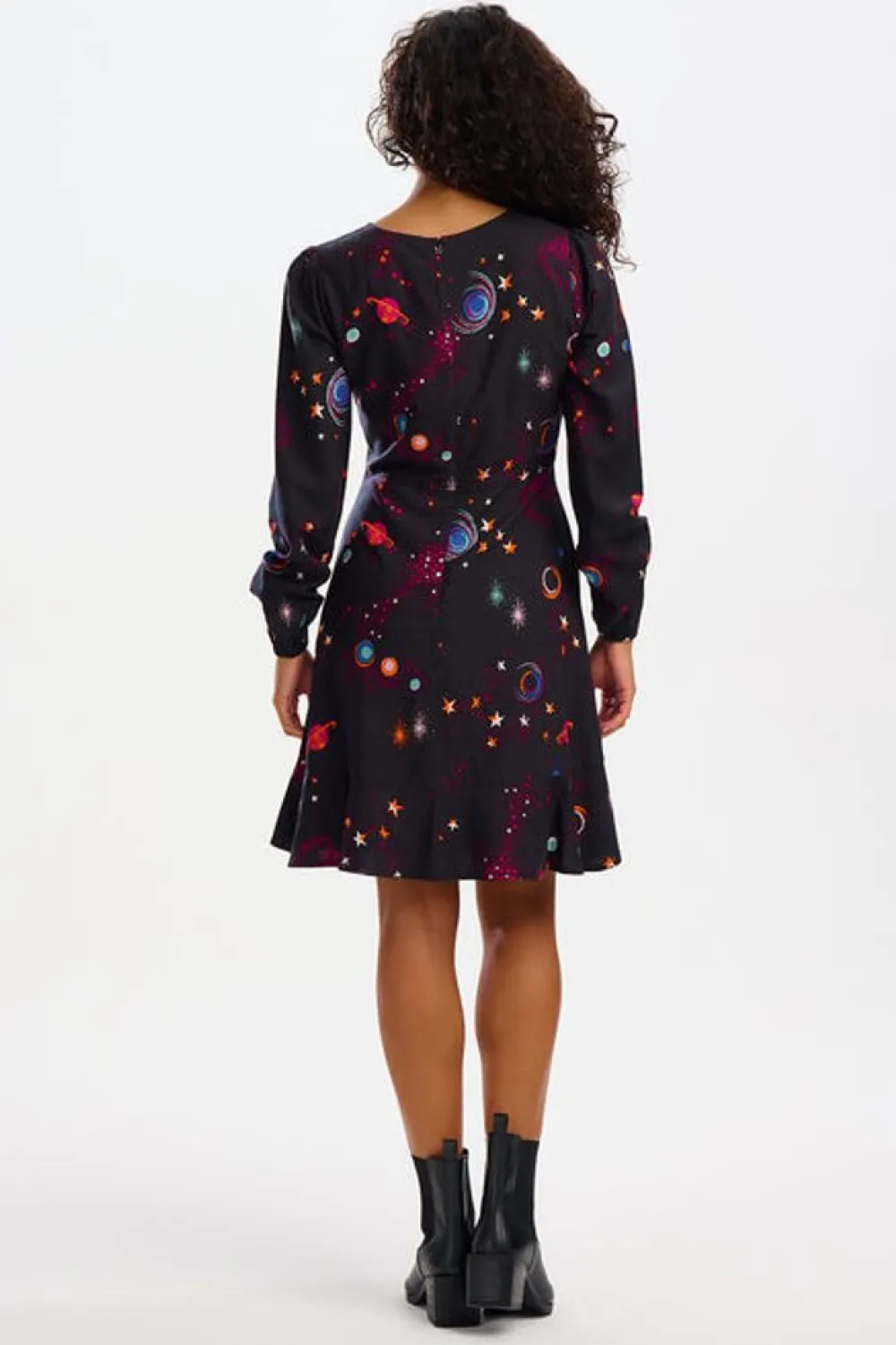Hot Juliette Dress - Black, Colourful Universe Mini