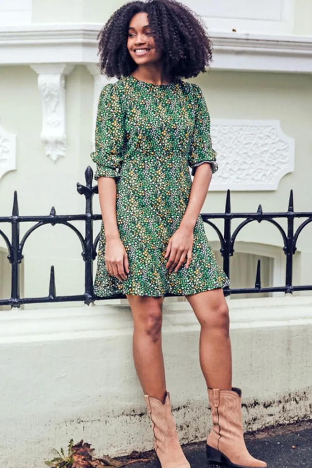 Best Sale Lorelei Dress - Black/Green, Ditsy Floral Mini