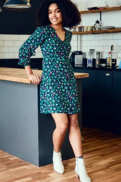 Shop Natalia Tea Dress - Black/Multi, Star Leopard Mini