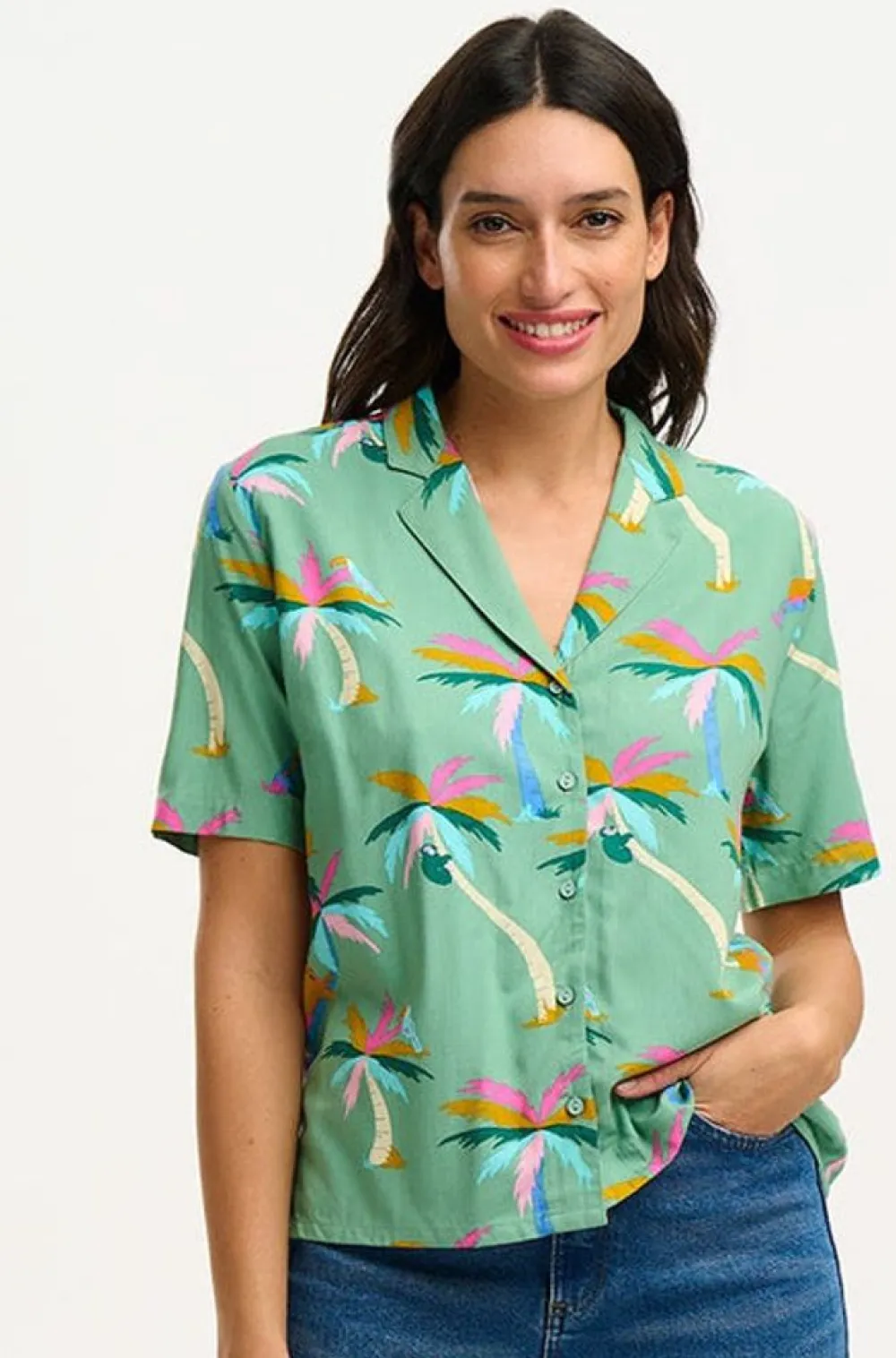 Best Santana Shirt - Green, Rainbow Palms Blouses