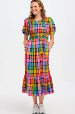 Discount Yolanda Midi Dress Rainbow Check Midi