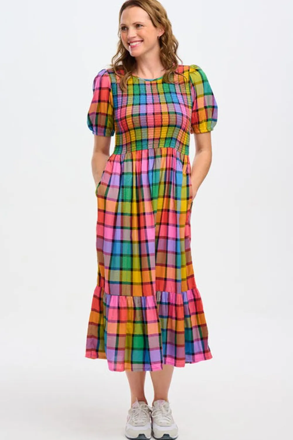 Discount Yolanda Midi Dress Rainbow Check Midi