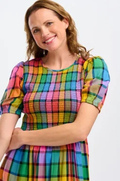 Discount Yolanda Midi Dress Rainbow Check Midi