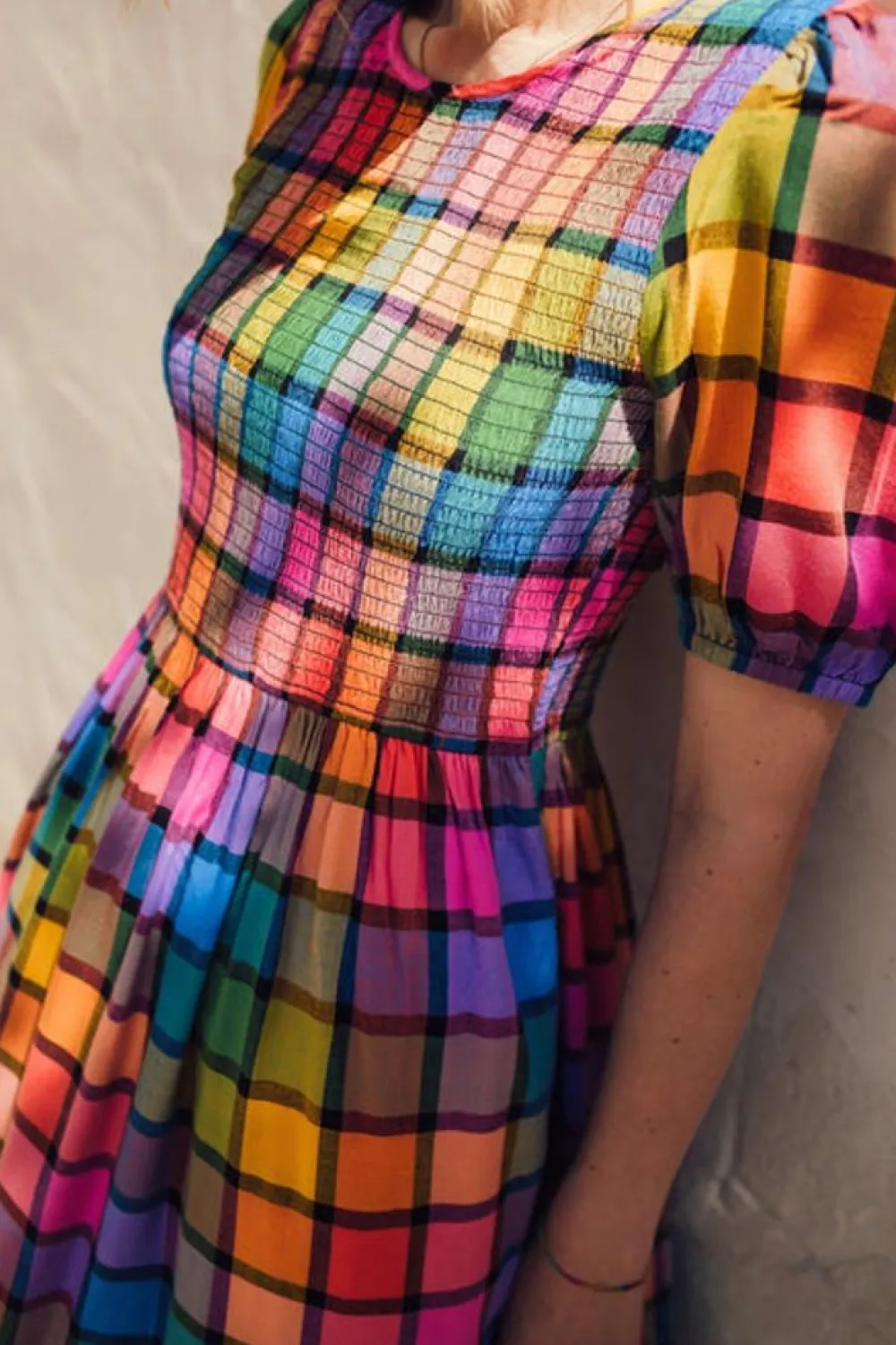 Discount Yolanda Midi Dress Rainbow Check Midi